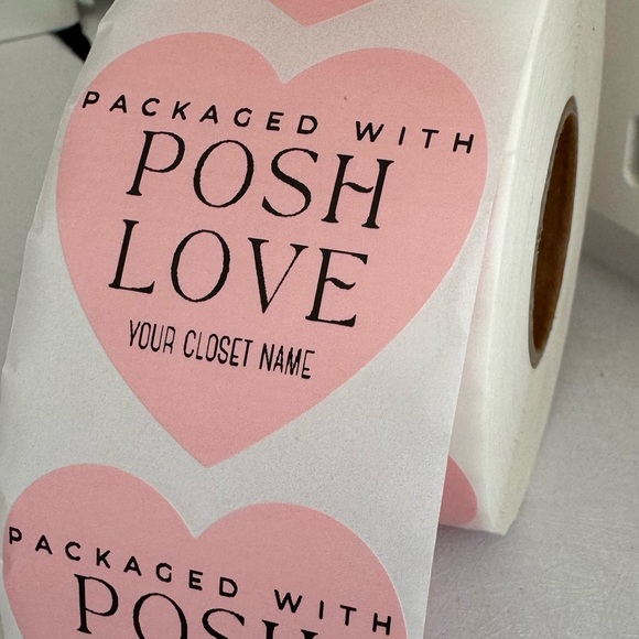 Custom Heart Stickers Labels - packed with posh love custom poshmark name  new - Picture 10 of 11